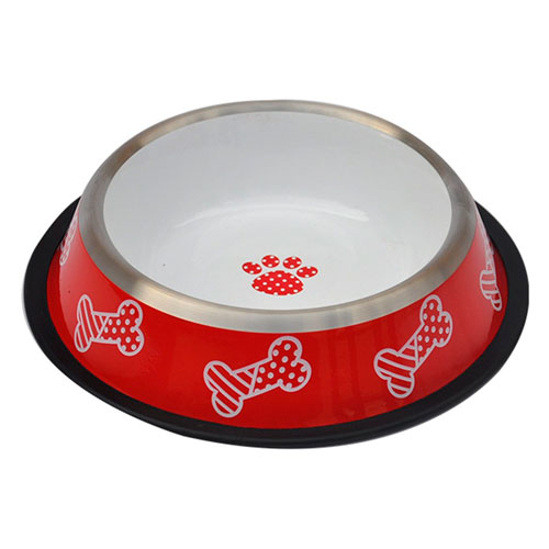 Товар: Safari металическая миска с рисунками красная