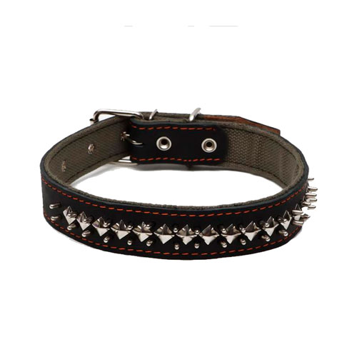 Товар: Пижон ошейник комбинированный кожа/брезент Ёж черный XS