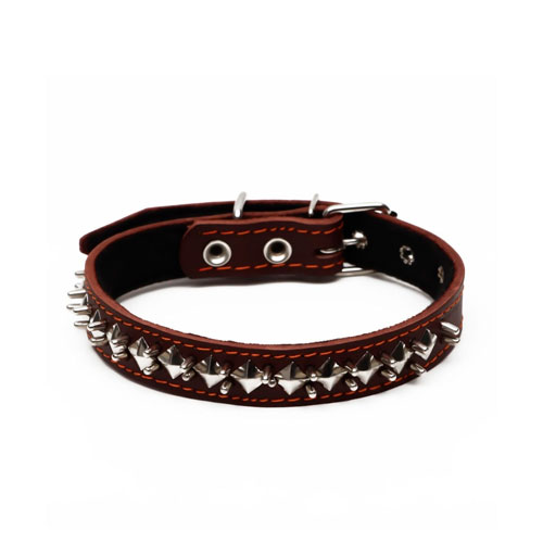Товар: Пижон ошейник кожанный на синтипоне Ёж коричневый S