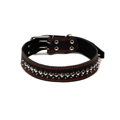 Товар: Пижон ошейник кожанный на синтипоне Ёж черный M