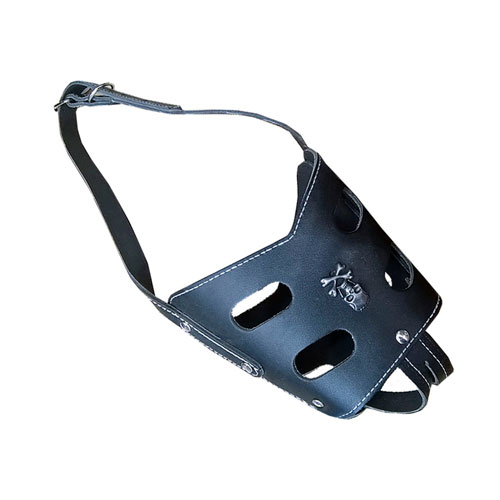 Товар: Кожаный намордник с черепом черный L-XL