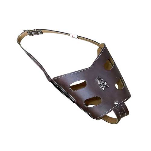 Товар: Кожаный намордник с черепом коричневый L-XL