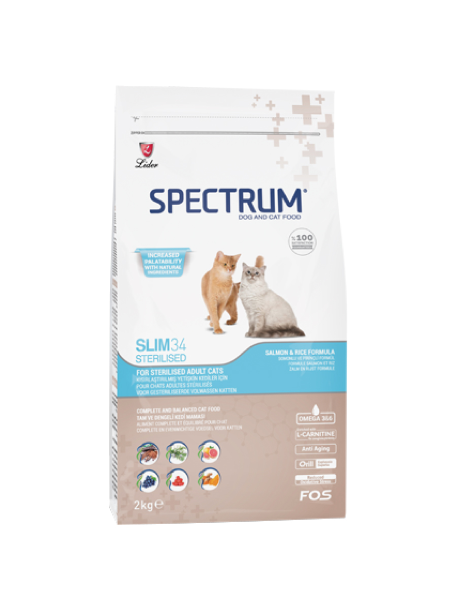 Товар: Spectrum Slim34 Sterlised Для взрослых кошек - Лосось и рис 2кг