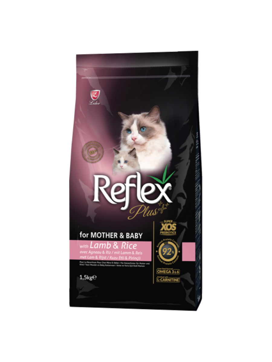 Товар: Reflex plus Для взрослых кошек и котят Mother & Baby - Баранина & Рис 1,5кг
