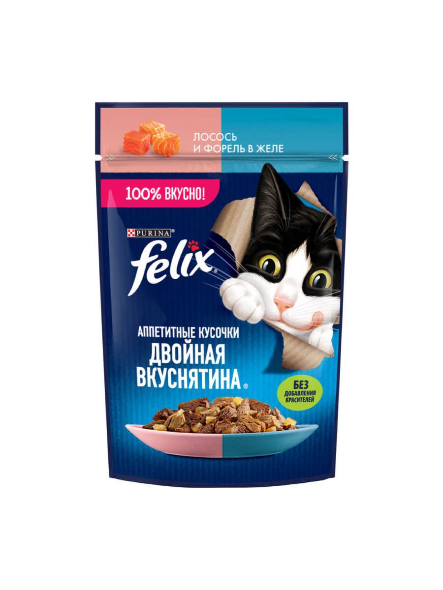 Товар: Felix Для взрослых кошек Лосось и форель желе 85г