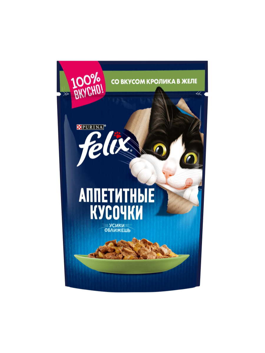 Товар: Felix Для взрослых кошек Кролик желе 85г