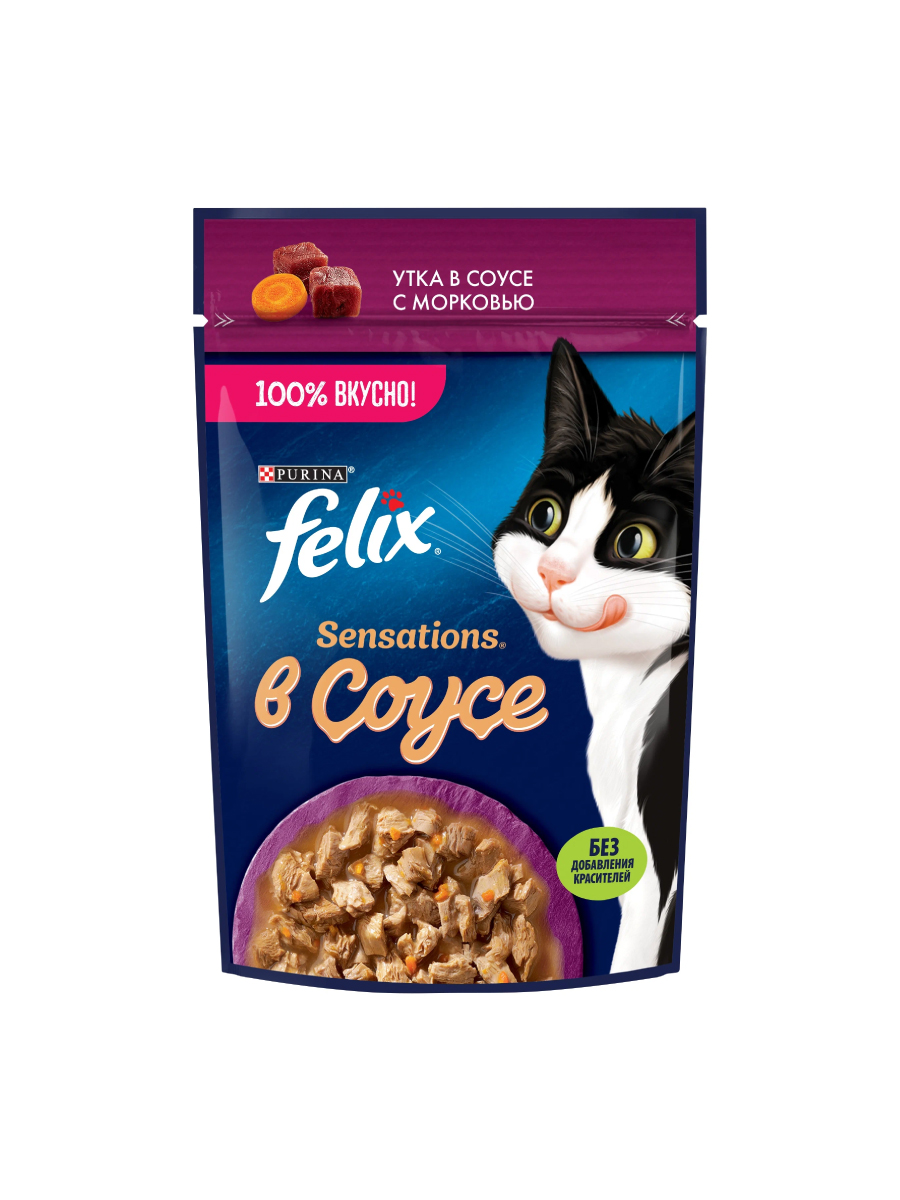Товар: Felix Для взрослых кошек Утка в соусе с морковью 85г
