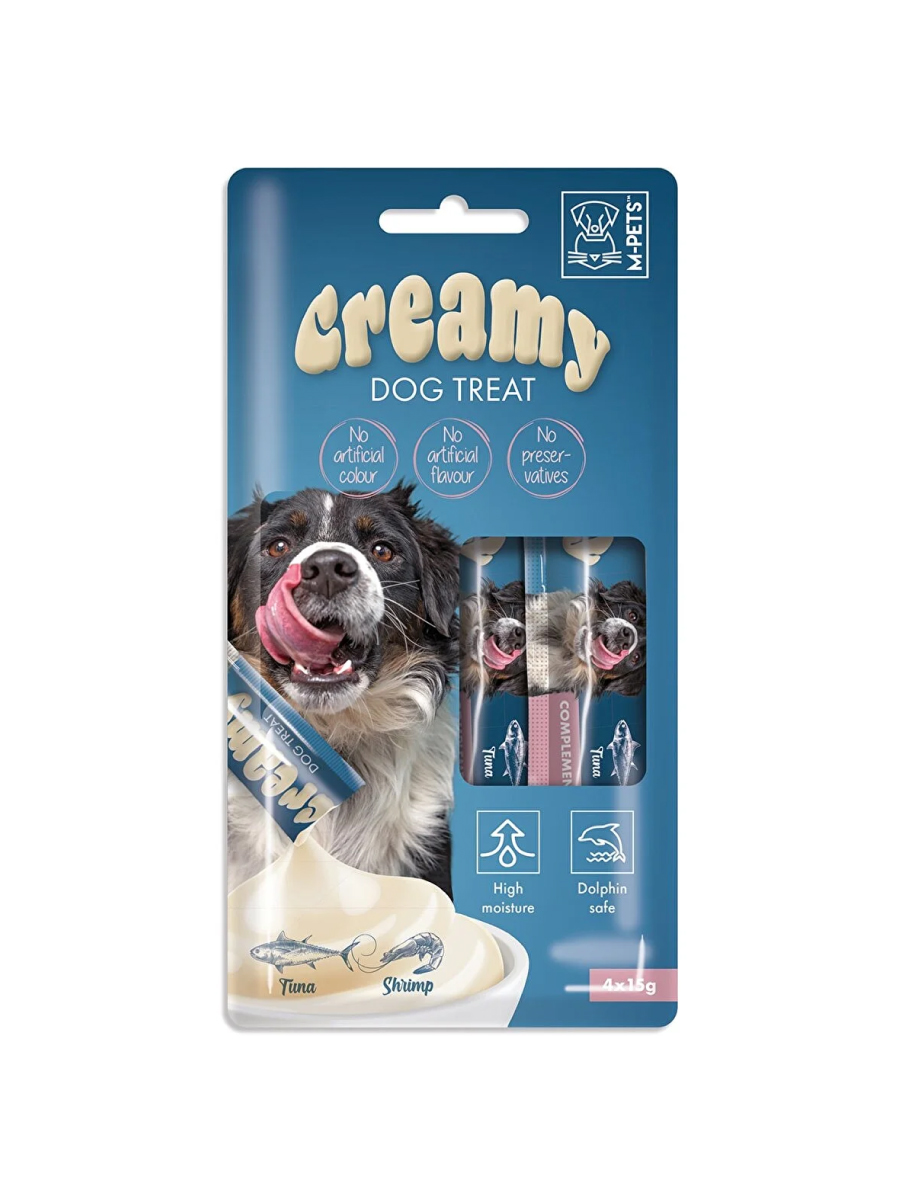 Товар: Creamy Жидкие лакомства для собак - Тунец и с креветками 4x15г