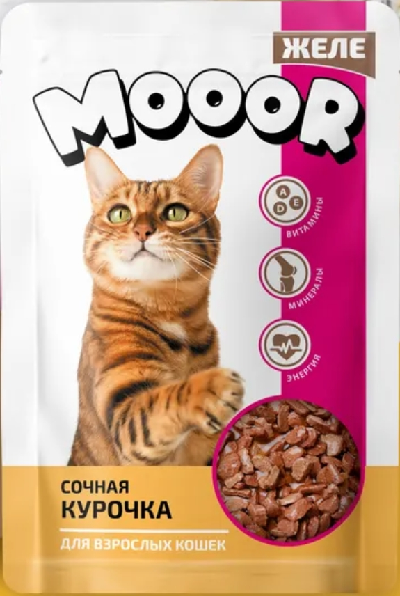 Товар: \"MoooR\" влажный корм для кошек со вкусом курицы в желе 75 гр