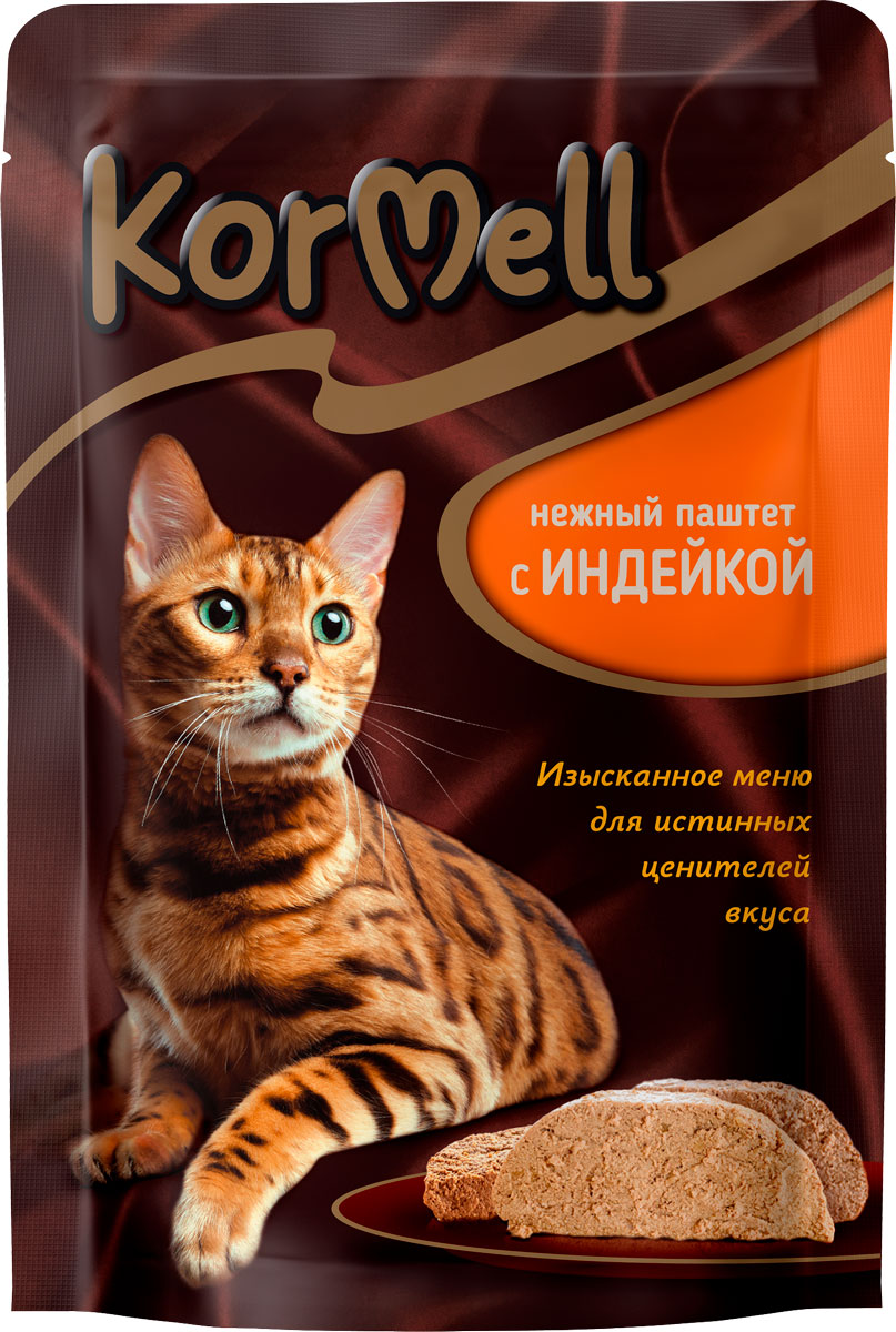 Товар: Влажный корм для кошек \"Kormell\" нежный паштет с индейкой 75 г