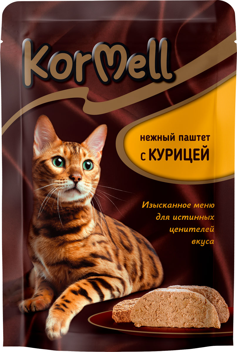 Товар: Влажный корм для кошек \"Kormell\" нежный паштет с курицей75 г