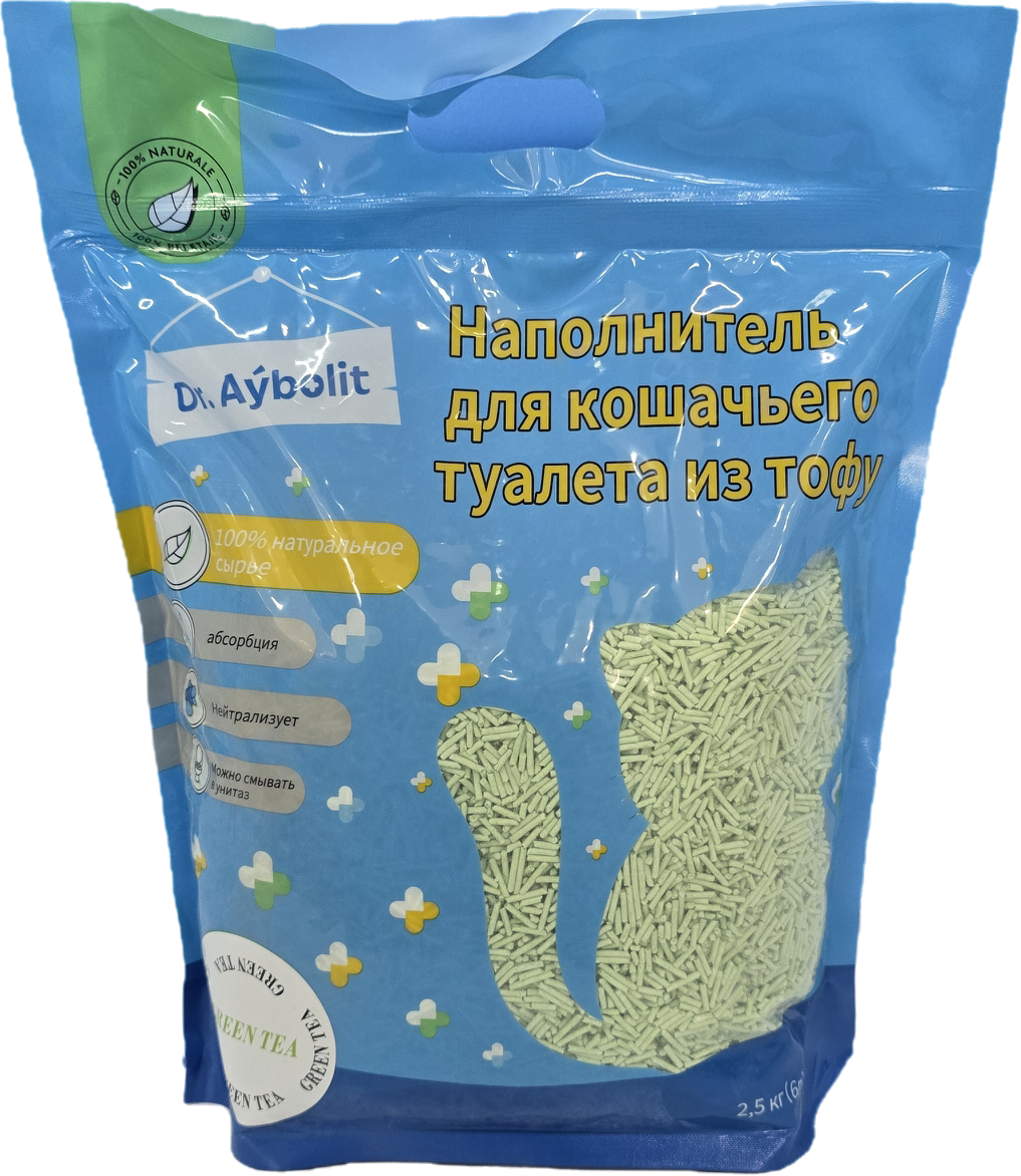Товар: Наполнитель комкующийся для кошачьего туалета Тофу с запахом зелёного чая 6л (2,5кг)