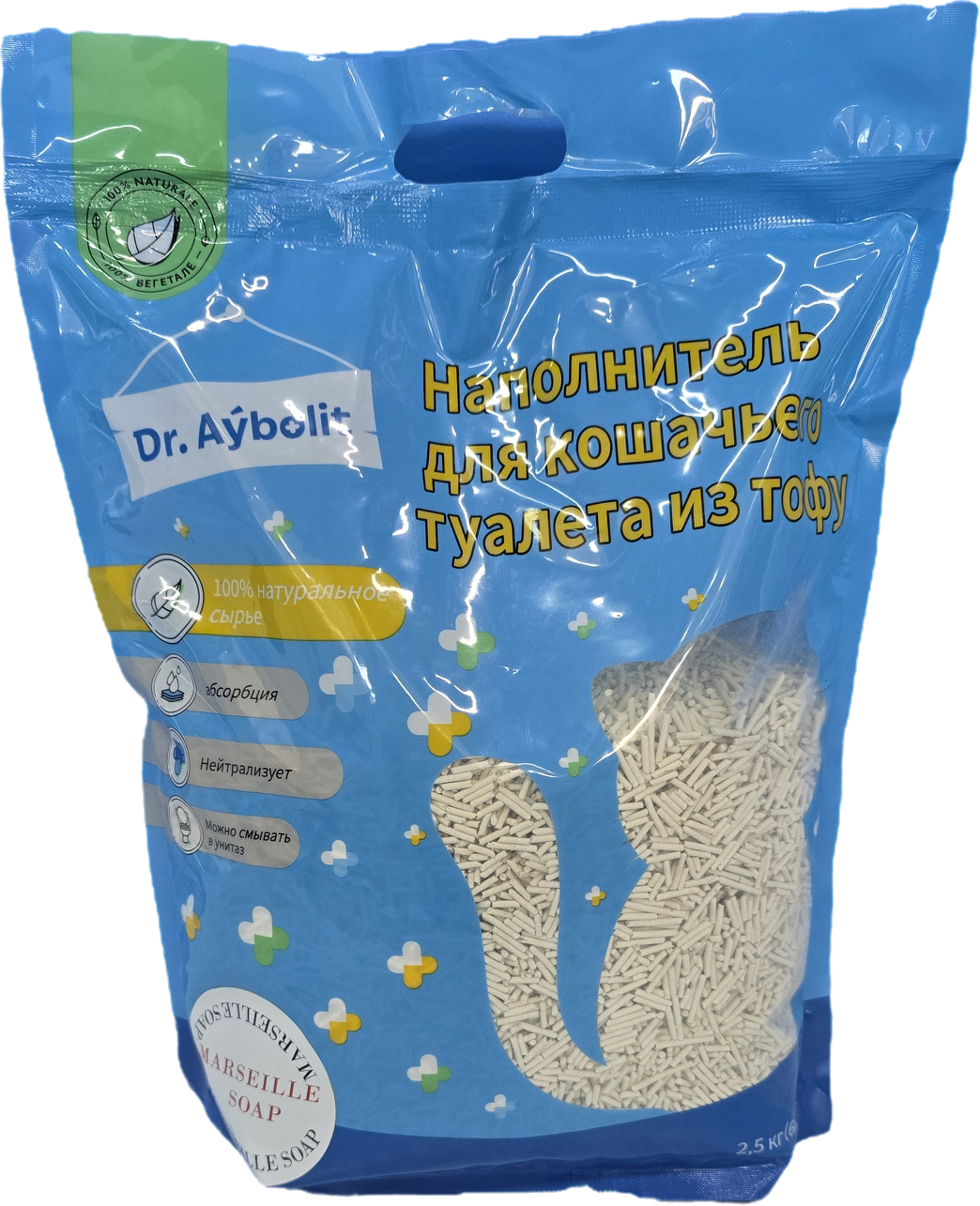 Товар: Наполнитель комкующийся для кошачьего туалета Тофу с запахом марсельского мыла 6л (2,5кг)