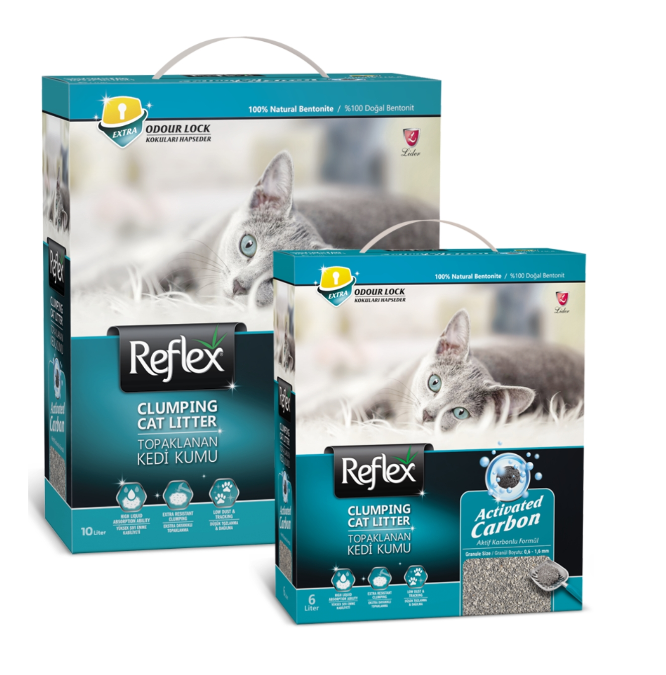 Товар: Reflex наполнитель для кошек комкующийся с гранулами активного угля 6л